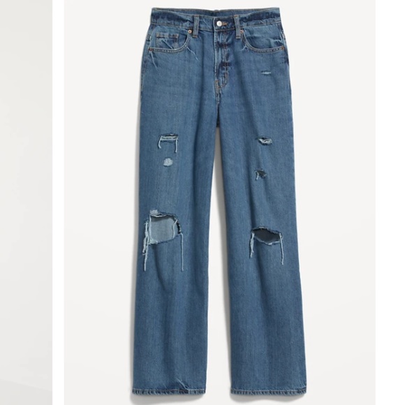 Old Navy High-Waist Ripped Wide-Leg Jeans, Size 20 - Picture 3 of 6